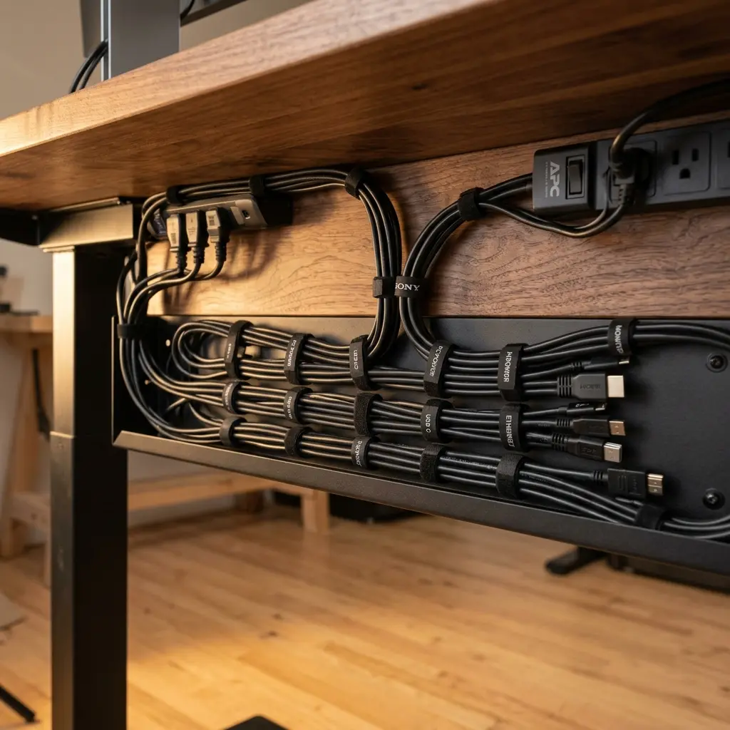Cable Clips vs Cable Ties: The Best Way to Manage Your Desk Cables cable clips vs cable ties under desk 04