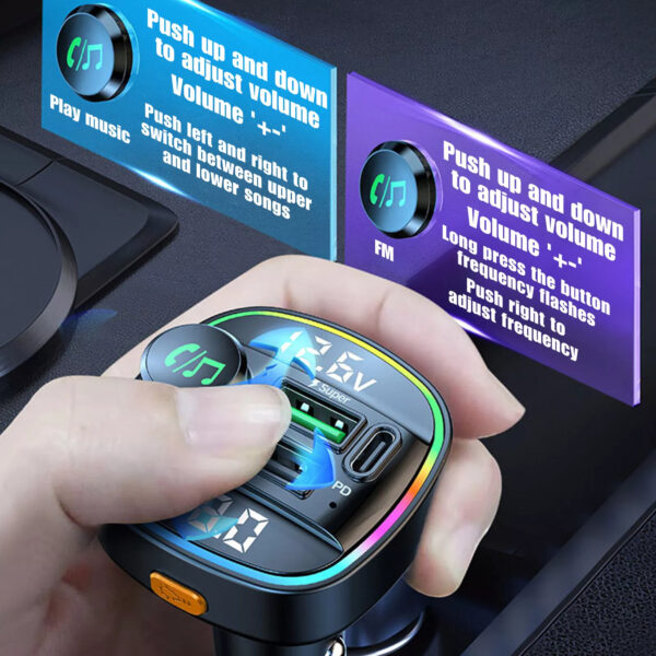 Bluetooth Car Wireless FM Transmitter with Charger - Image 5