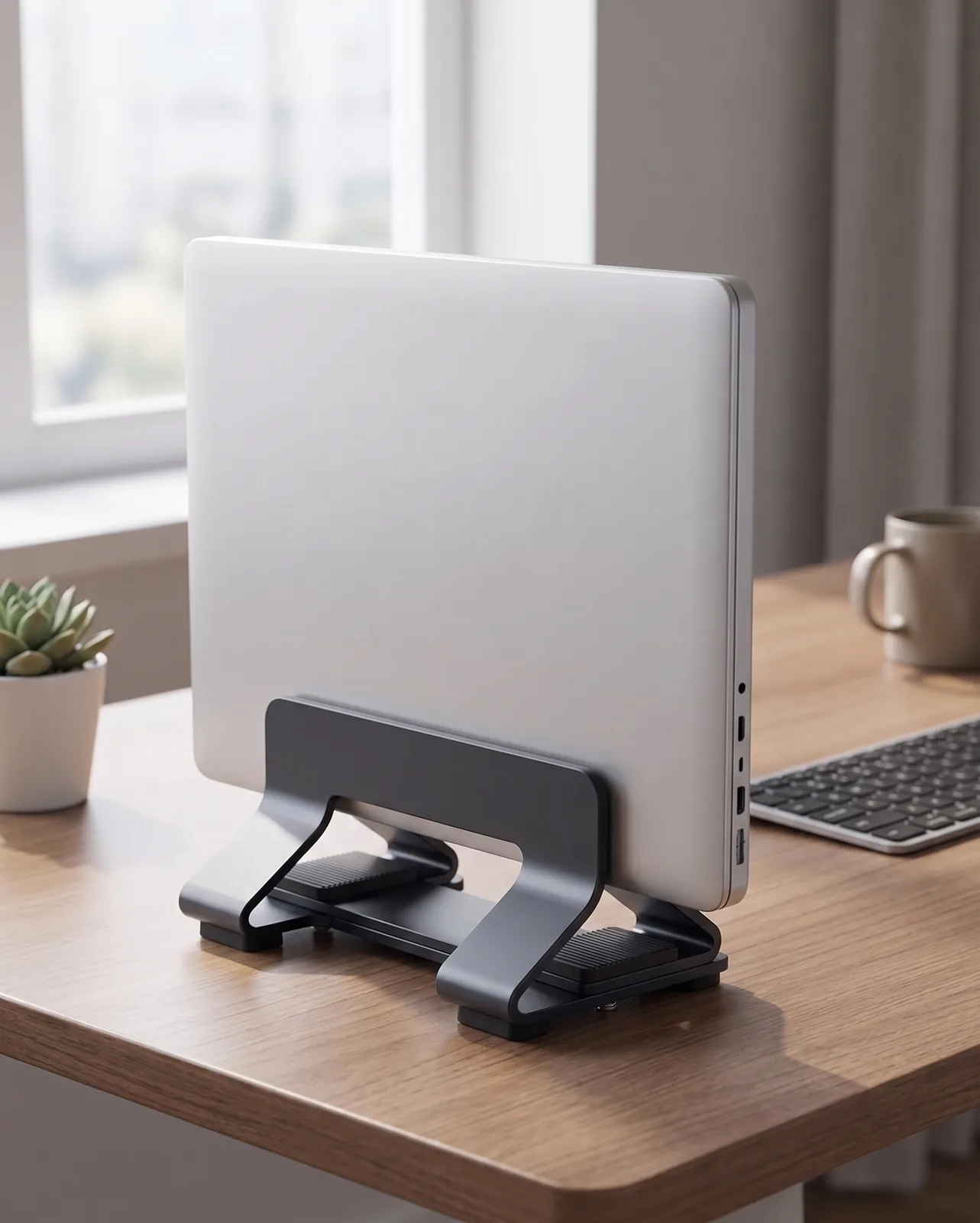 Adjustable Aluminum Vertical Laptop Stand - Image 5