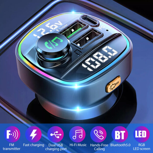 Bluetooth Car Wireless FM Transmitter with Charger - Image 7