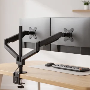 Dual Monitor Arm Stand – Adjustable Desk Mount for 2 Monitors up to 27"