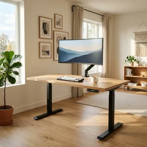 TidySetup electric standing desk 55x28 dual motor height adjustable in modern home office