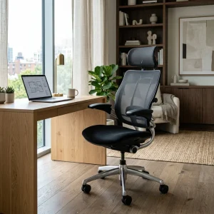 TidySetup ergonomic swivel mesh office chair with lumbar support and headrest in modern office