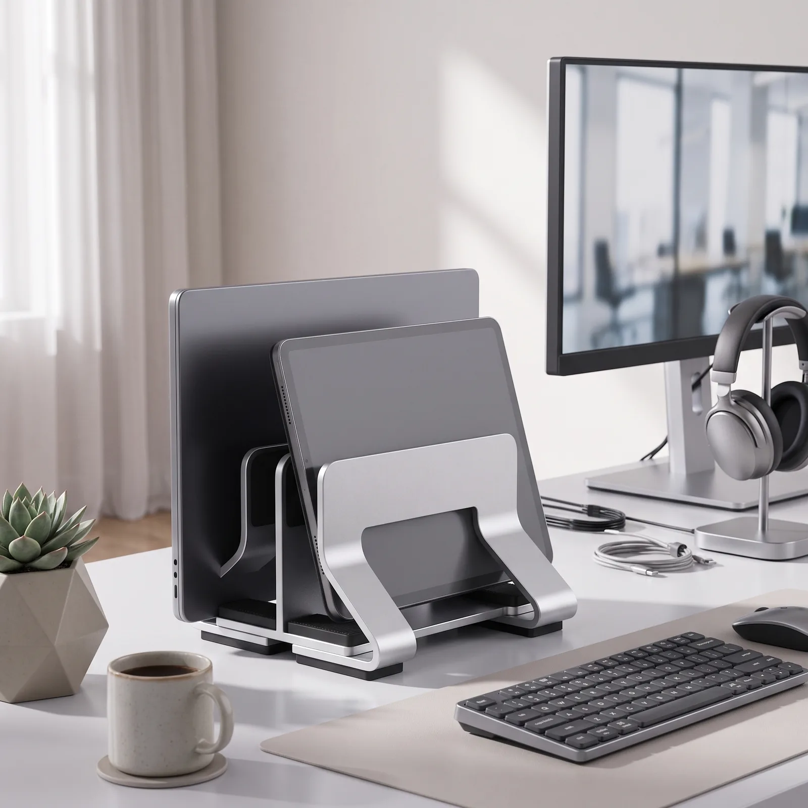 Adjustable Aluminum Vertical Laptop Stand - Image 11