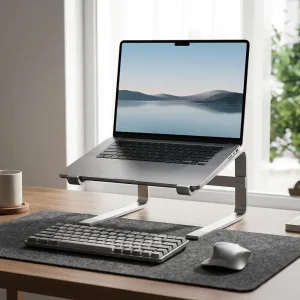 TidySetup Ergonomic Aluminum Laptop Stand - Silver - Hero View
